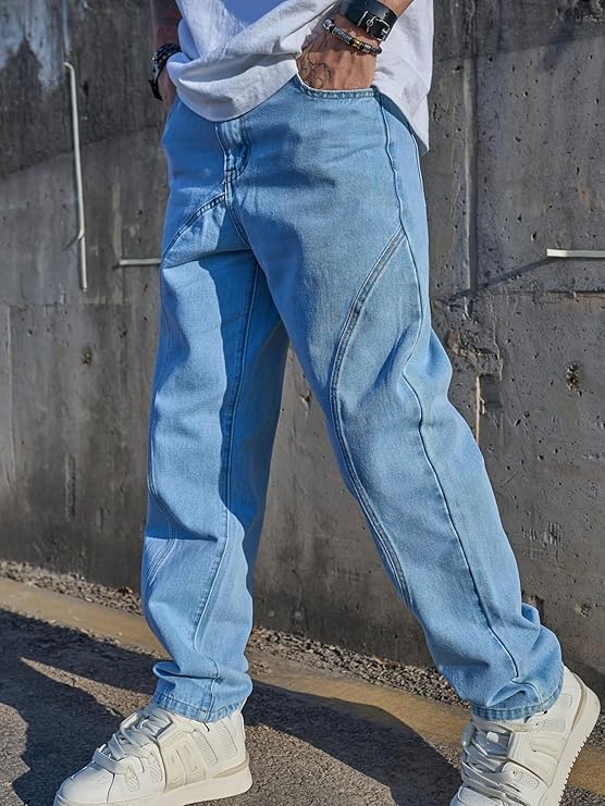 Streetwear Jeans for Men | Stylish Denim Jeans | Relaxed Wide Leg | Baggy Fit | Unique Stitch (U-25-U28)