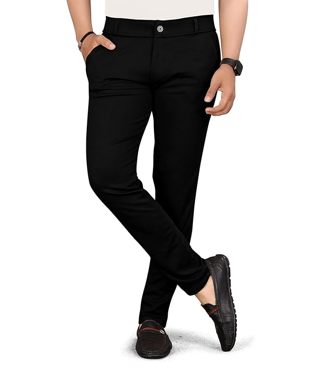 Men's Lycrablend Soild Slim Fit Casual Trouser Pant