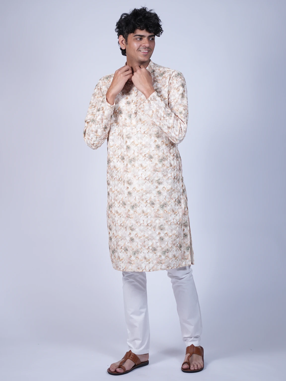 Mridang Men Cotton Blend Kurta Pyjama Set