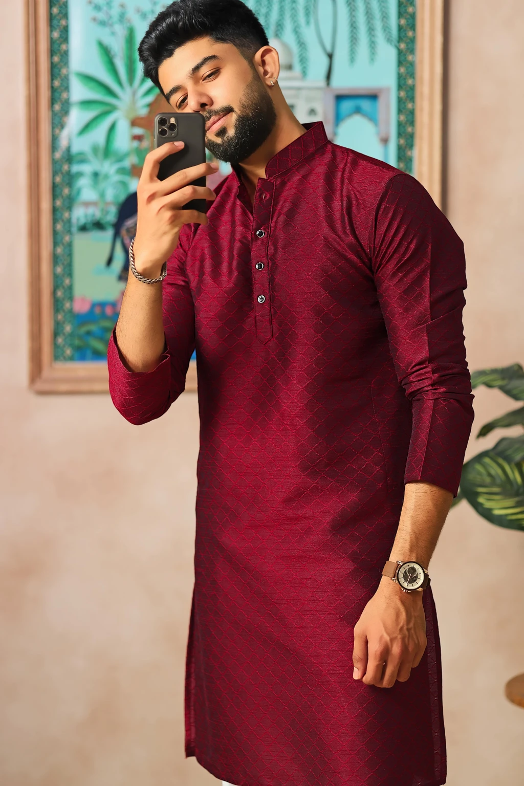 Koshin Men Art Silk Kurta Pyjama Set