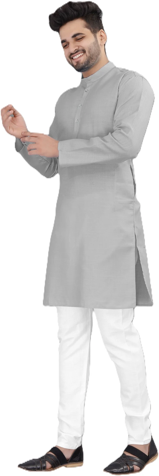 PoshSide Men Cotton Blend Kurta Pyjama Set